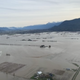 An aerial view of farmland underwater near Abbotsford, British Columbia.